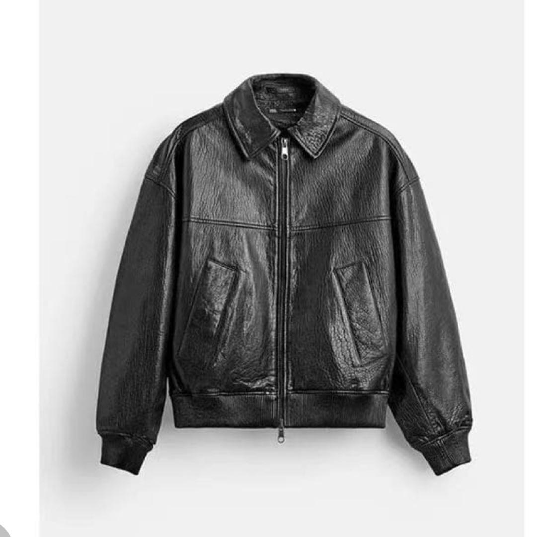 エンボス　レザージャケット ZARA 本革　羊革　短丈