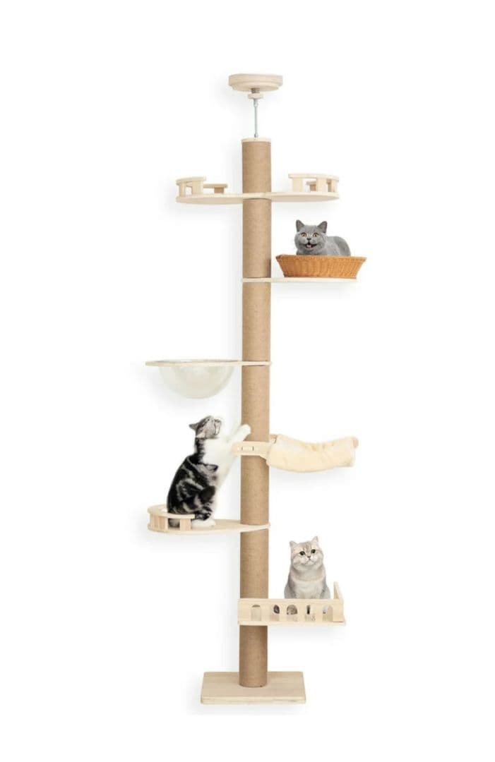 突っ張り型キャットタワー 木製
