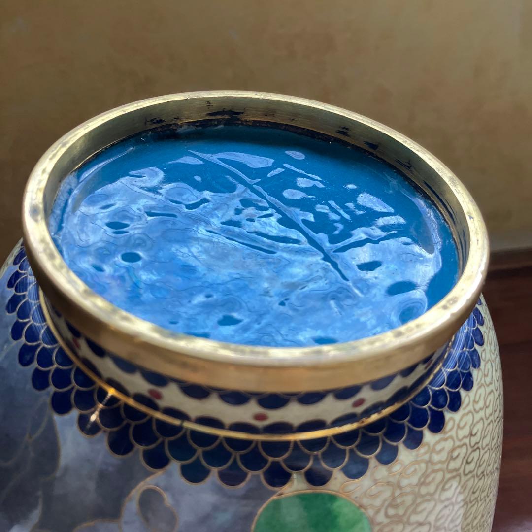 【専用】中国美術 七宝焼 金彩 花鳥図 梅に時鳥 大花瓶 花器 花詰 壺