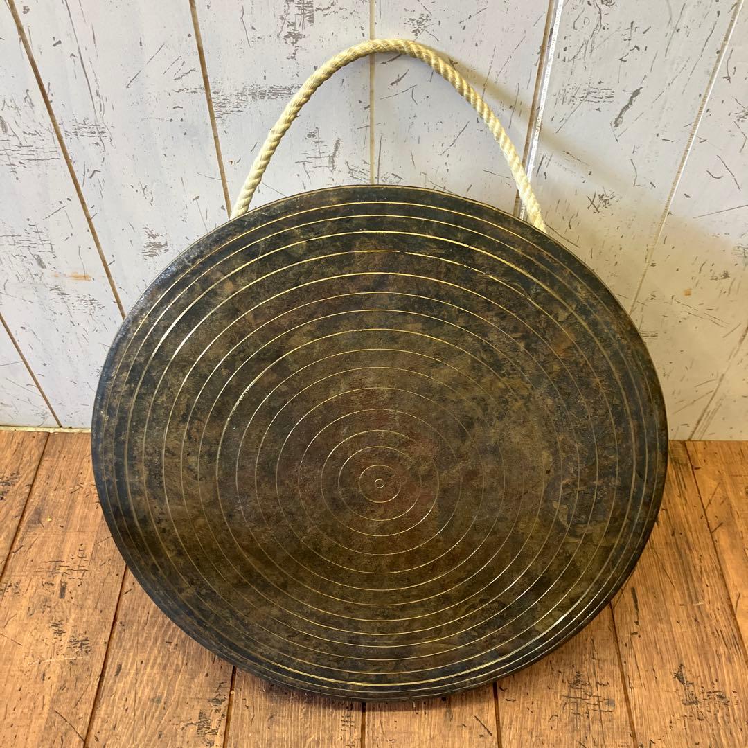 アンティーク 韓国楽器 打楽器 チン ケンガリ 銅鑼 鐘 2点セット 民族楽器