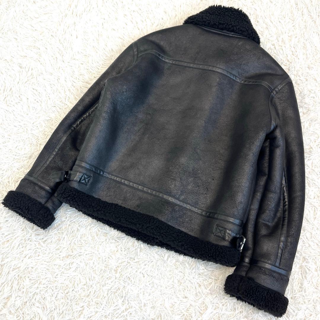 美品☆ ZARA ボアジャケット　フェイクレザー　ブラック　Lサイズ