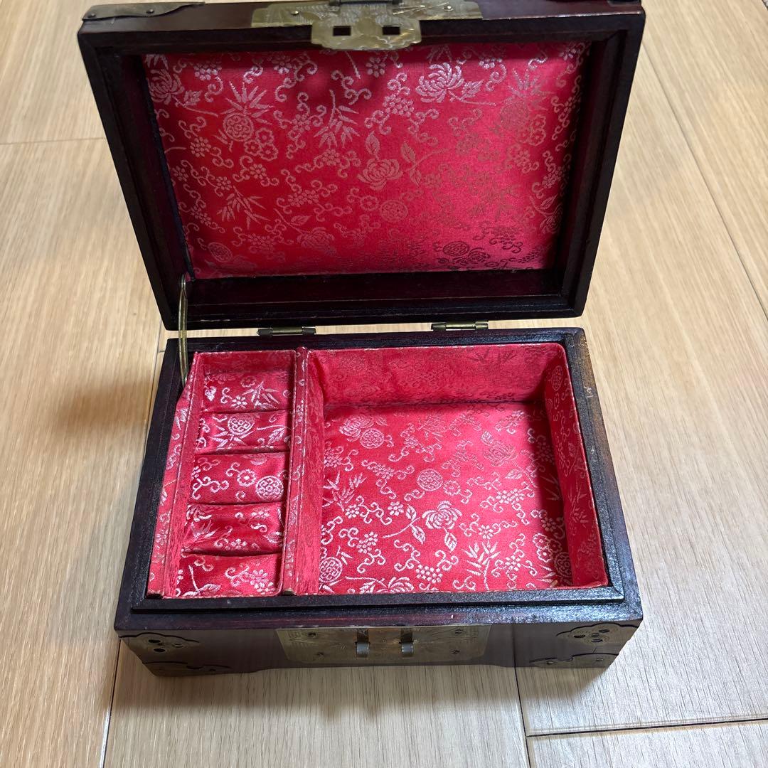 中国 白翡翠 彫刻 宝石箱 ジュエリーボックス　ビンテージ