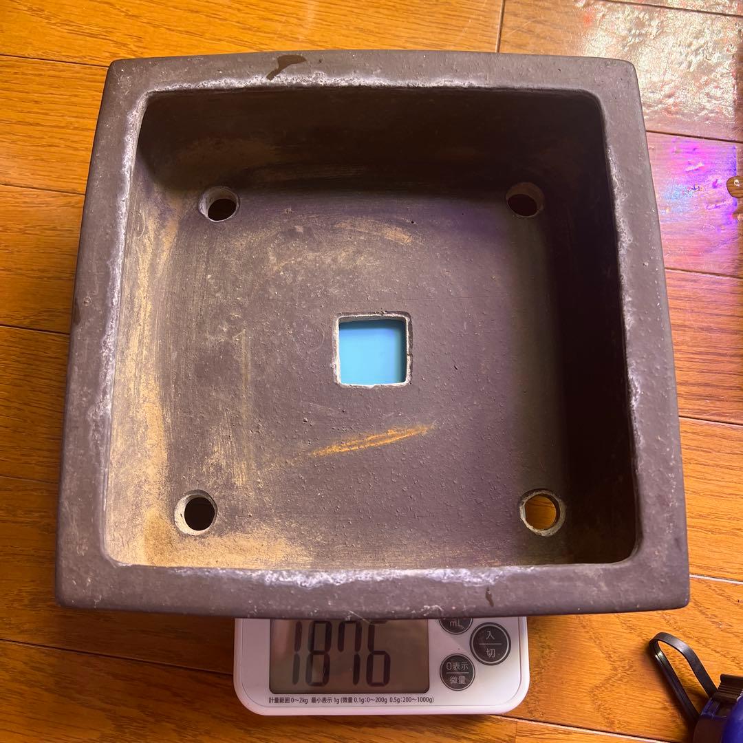 盆栽鉢 紫砂 紫泥 陶器 志那鉢、中国鉢 コレクション 骨董品 落款あり 中鉢