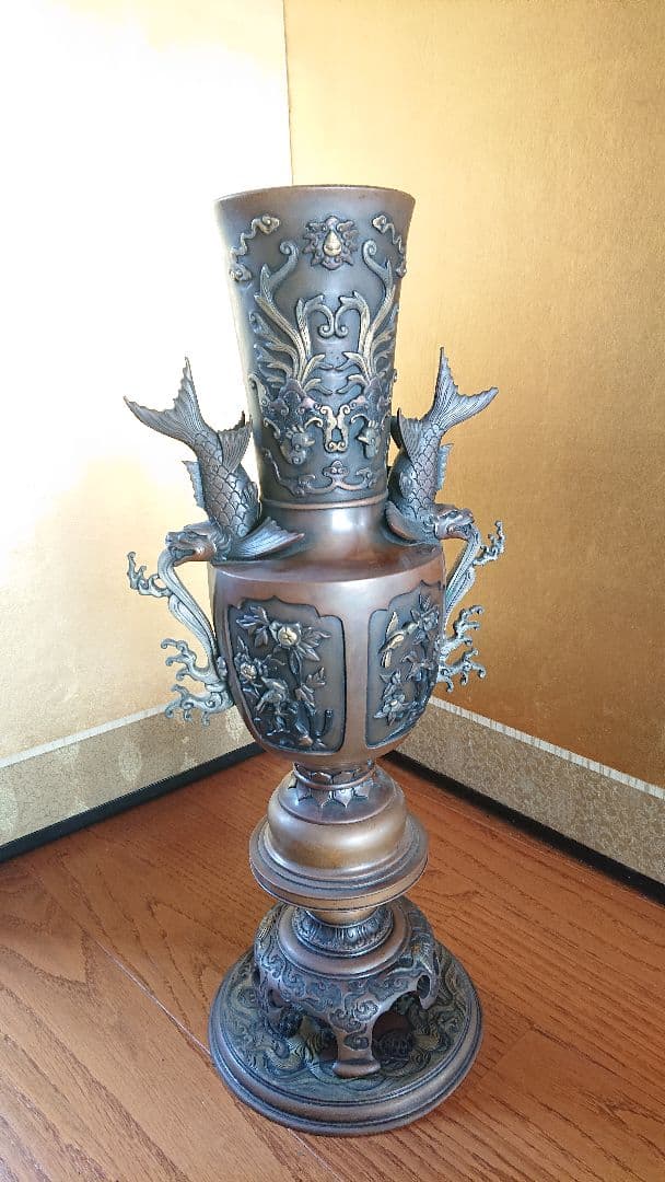 花器 蝋型 青銅製 47cm