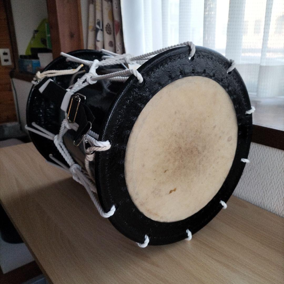 「なお様ご依頼商品」担ぎ太鼓　締太鼓　和太鼓 　天然皮革　ストラップ付中古品⑧