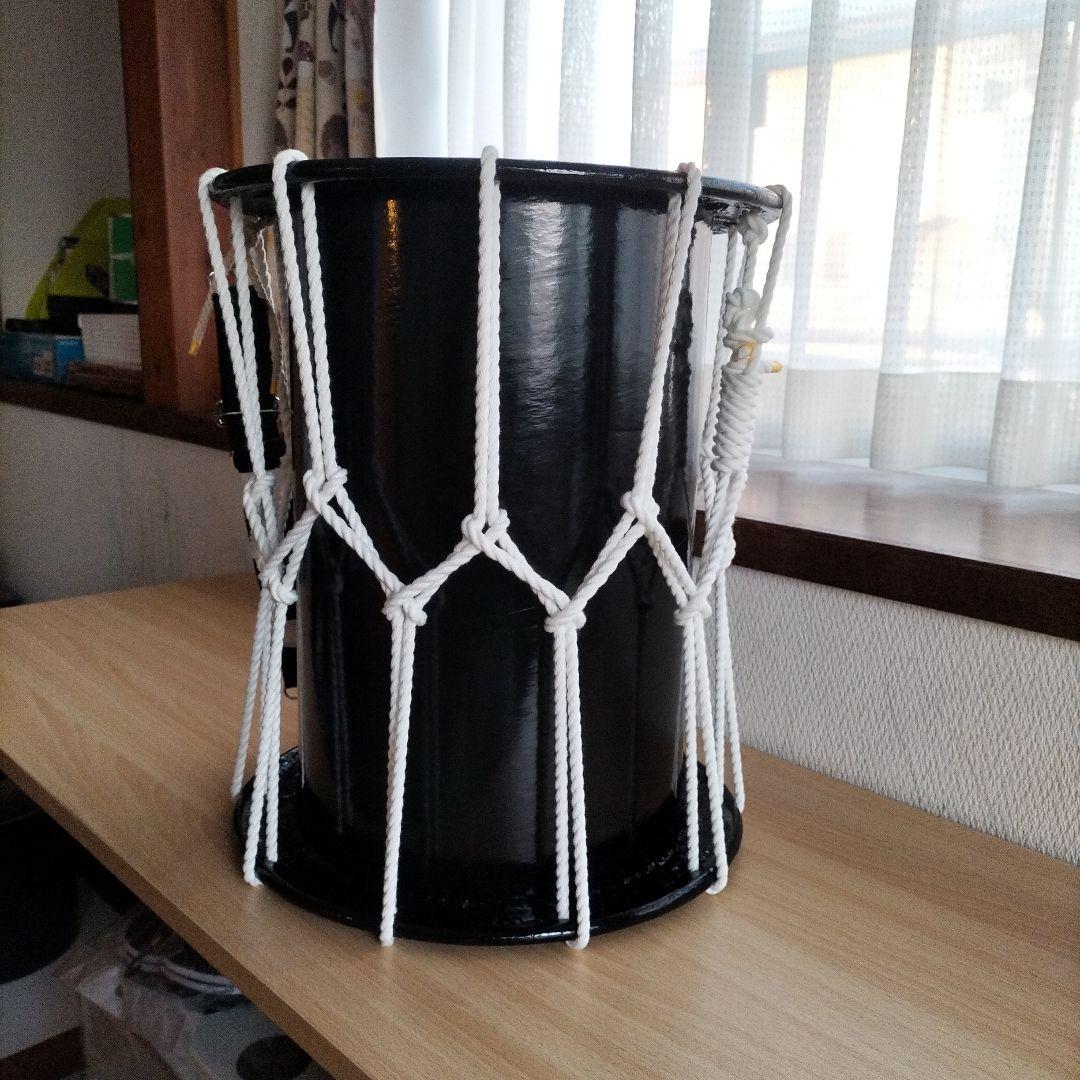「なお様ご依頼商品」担ぎ太鼓　締太鼓　和太鼓 　天然皮革　ストラップ付中古品⑧
