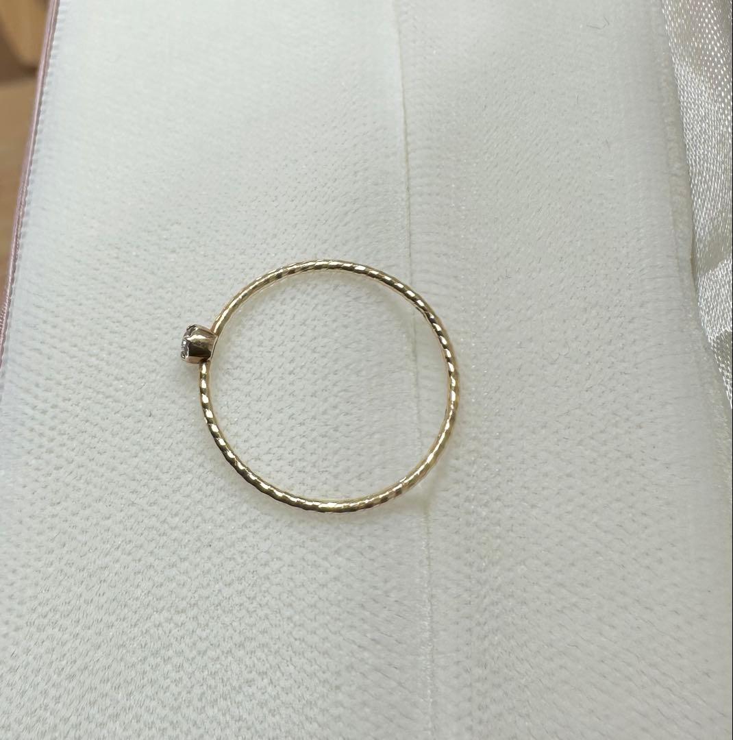 シエナロゼ K10 一粒ダイヤモンド ワイヤーリング