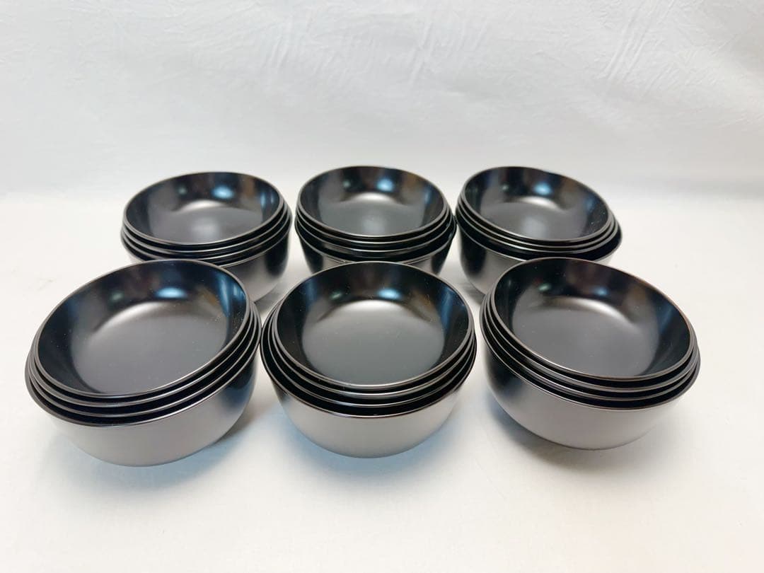 懐石道具 塗師 秀雄造 木製黒塗 特製 小丸椀 四つ椀 6客組 共箱