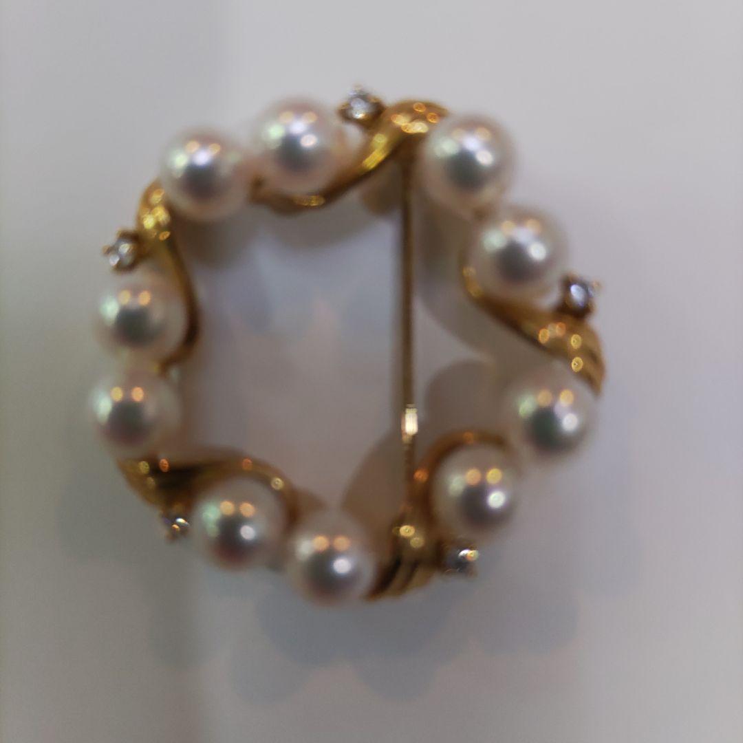真珠とダイヤの18Kブローチ:TASAKI
