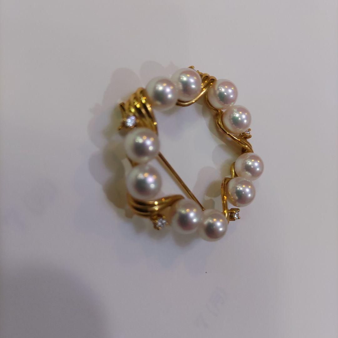 真珠とダイヤの18Kブローチ:TASAKI