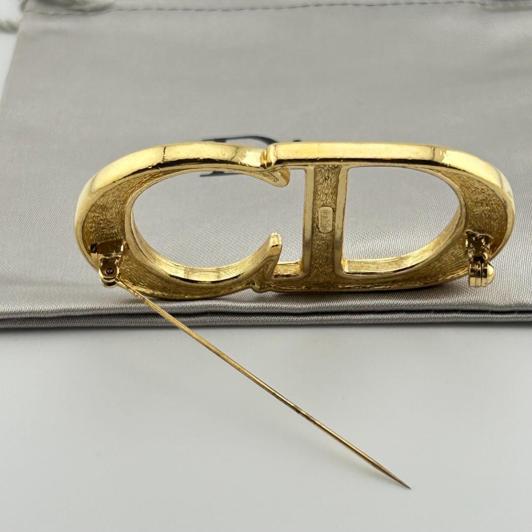 Christian Dior ディオール CDロゴ ラインストーン ブローチ