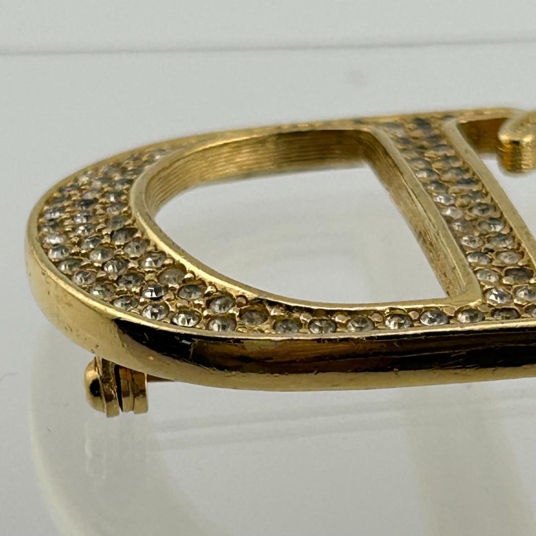 Christian Dior ディオール CDロゴ ラインストーン ブローチ