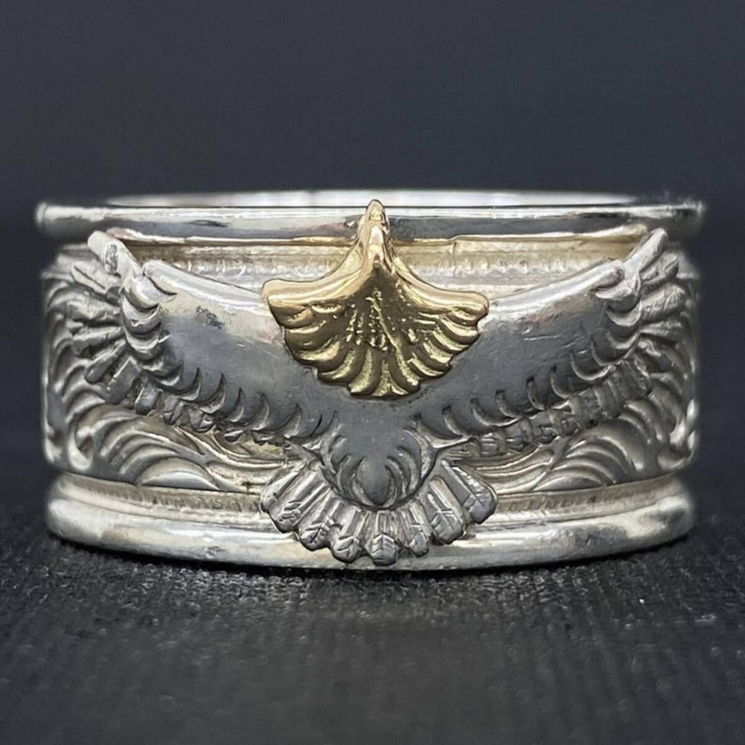 ARIZONA FREEDOM K18頭金イーグル シルバー 唐草リング 24号