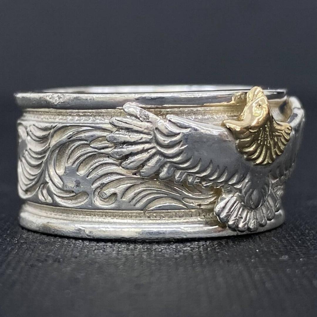 ARIZONA FREEDOM K18頭金イーグル シルバー 唐草リング 24号