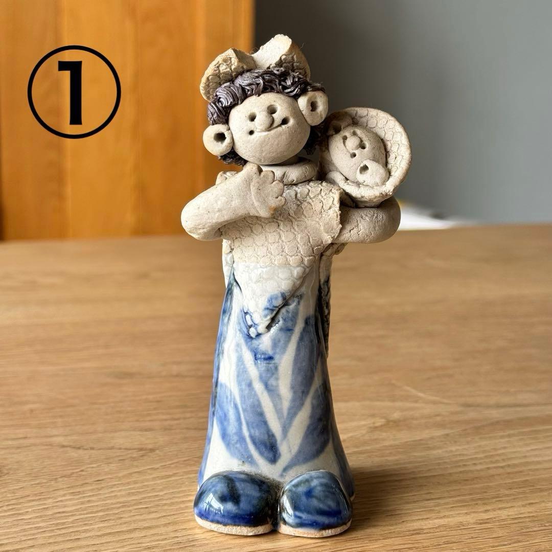 美品⭐︎砥部焼 青芳窯　青芳人形　5体　森元青芳氏作