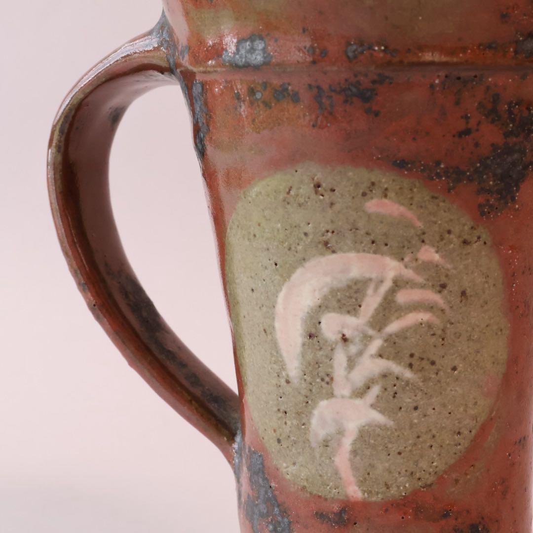 人間国宝 島岡達三 辰砂釉 象嵌ジョッキ 共箱