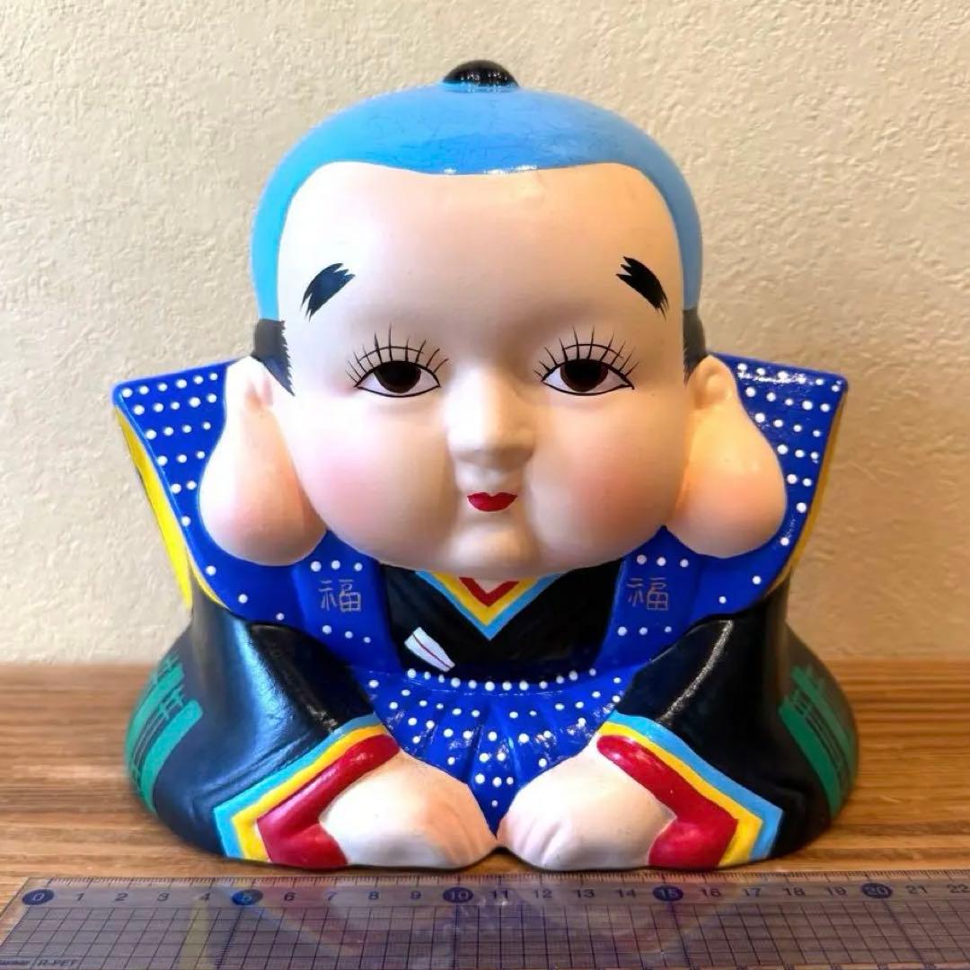 福助人形　貯金箱　縁起物　置物　商売繁盛　骨董　約20cm×22.7cm
