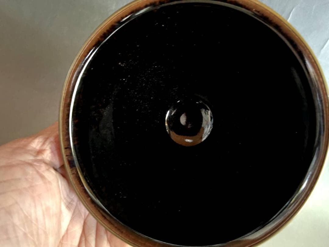 茶碗■黒定陶 天目茶碗 宗 黒釉定磁 建盛天目 仕覆 箱付 古玩 時代物 骨董■