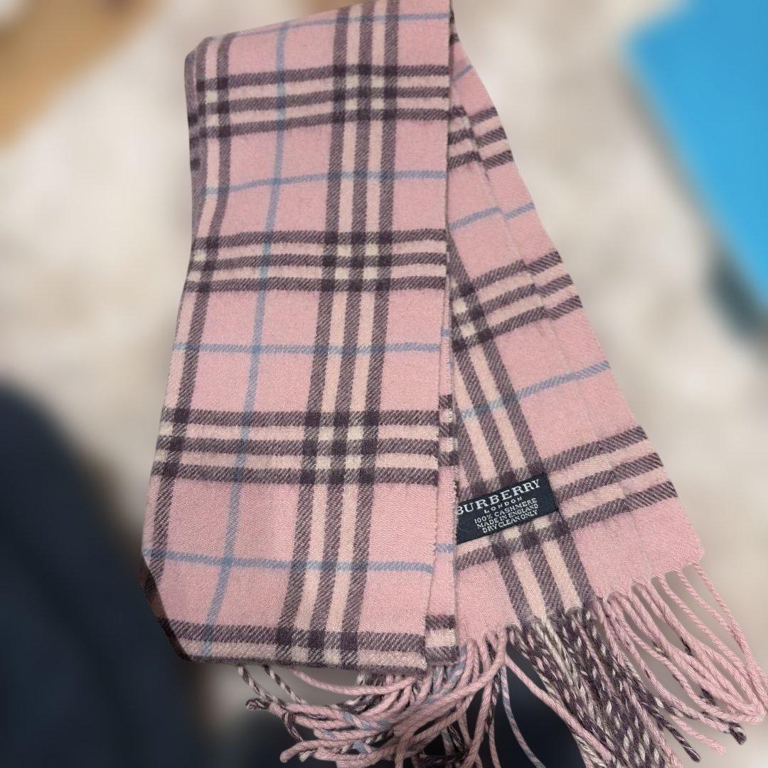BURBERRY カシミヤ ピンク チェック マフラー