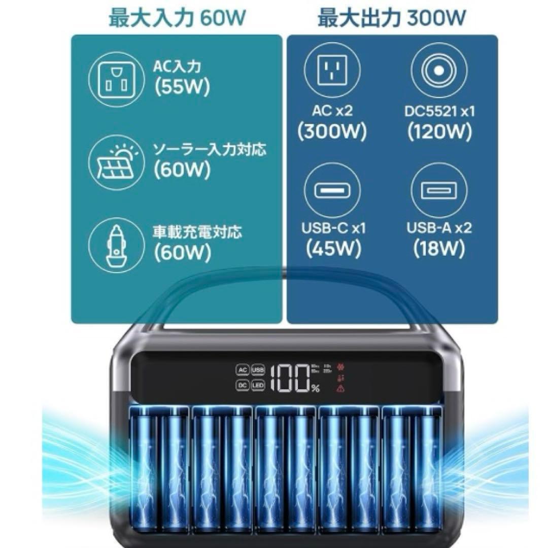 新品　 ポータブル電源 300W AC出力 収納バッグ付き