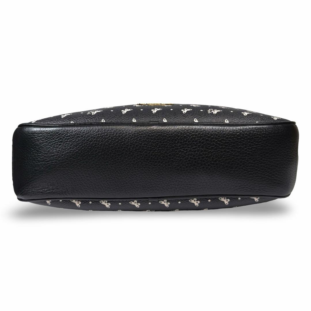 美品 COACH コーチ ショルダーバッグ 花柄 レザー 本革 黒