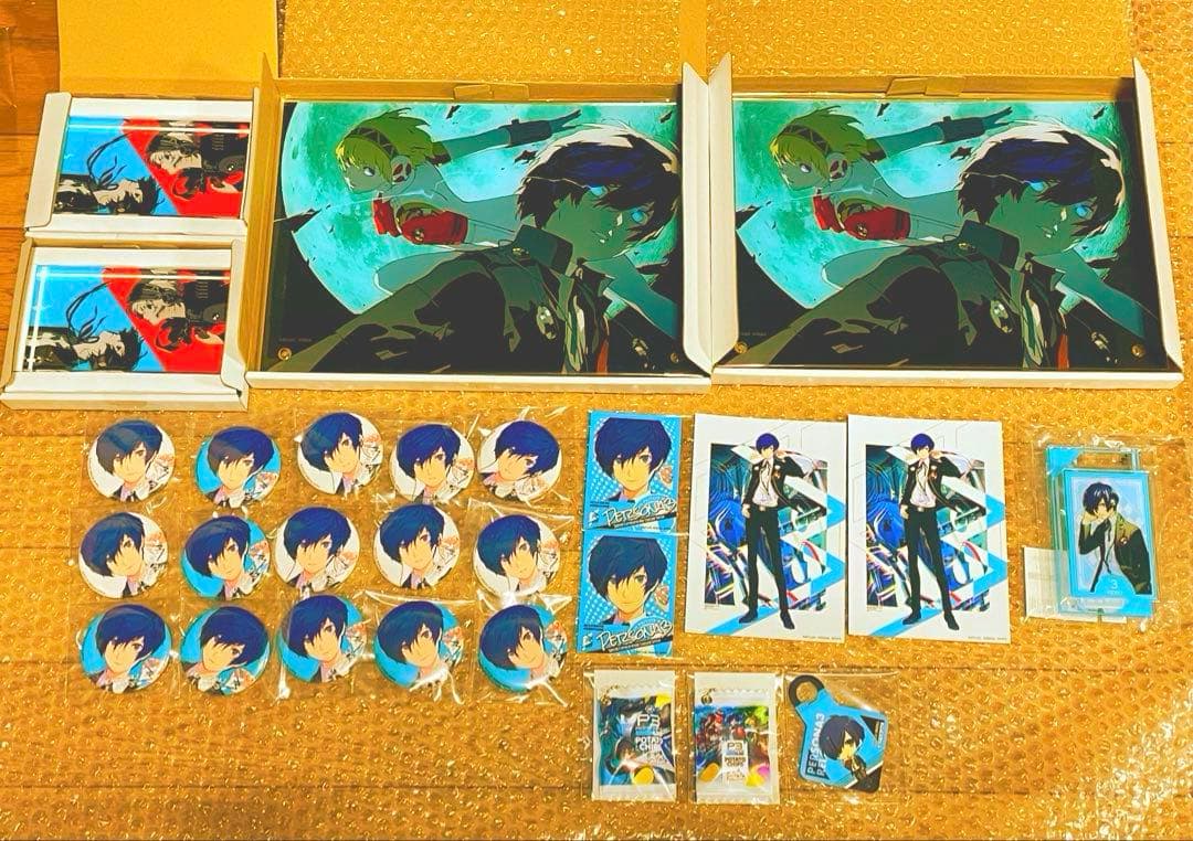 新品　ペルソナ3 主人公　結城理　アイギス　FIFS 缶バッジ　アクリルブロック