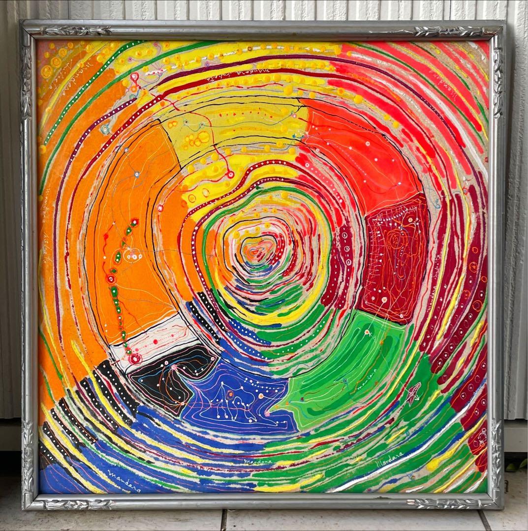 有方敏郎 mandara 油彩 抽象画 宇宙 銀河　太陽系 波紋　現代アート
