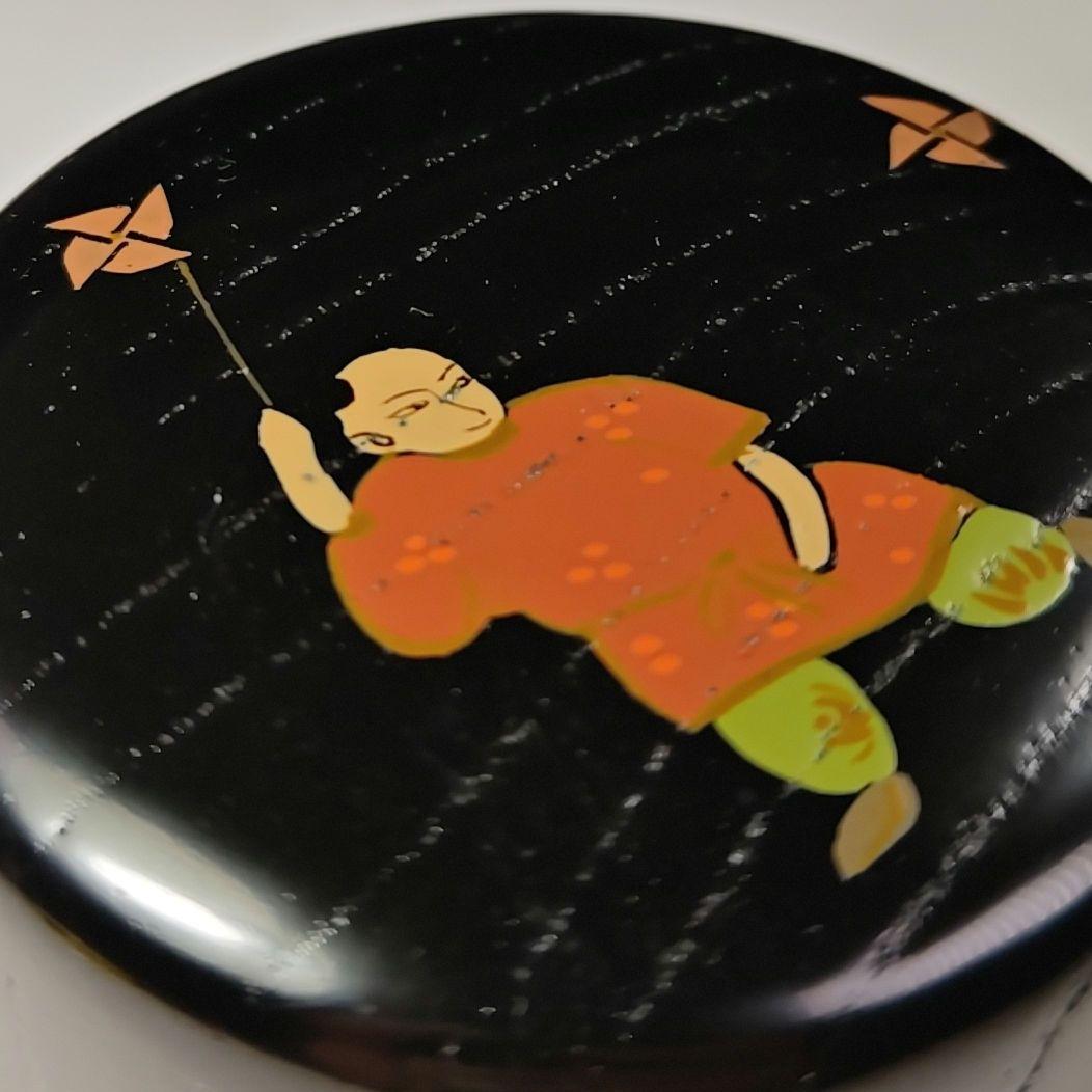 イ451 棗『桜井一良作』『唐子遊び　欅中棗　共箱』漆塗　茶道具