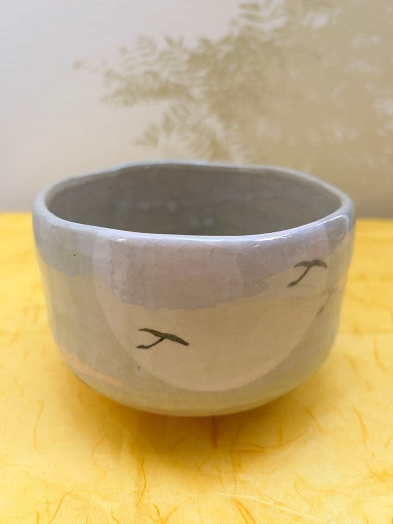 抹茶茶碗 吉村楽入作 楽入窯 楽茶碗 芦に雁 桐箱付 茶道具 裏千家 表千家