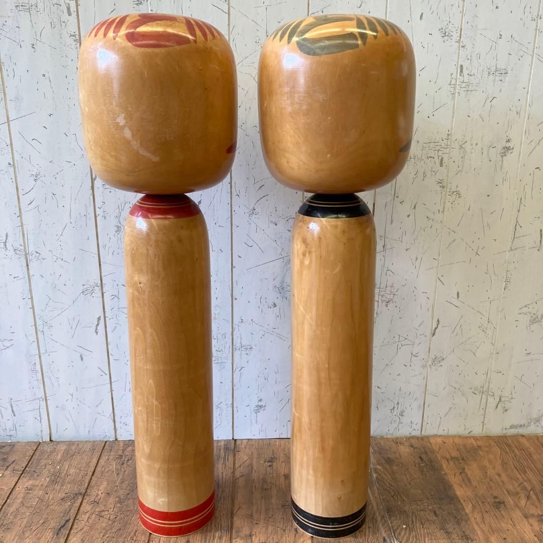 昭和レトロ 木製 大型こけし 小芥子 伝統工芸 工芸品 民芸品 置物セット ペア