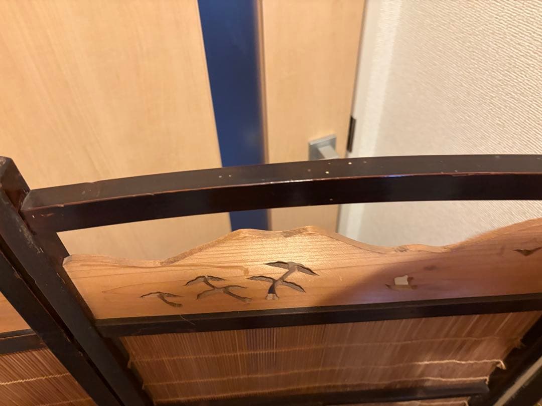 ビンテージ　竹簾屏風　すだれ　衝立　透かし彫り　パーテーション　間仕切り　古道具