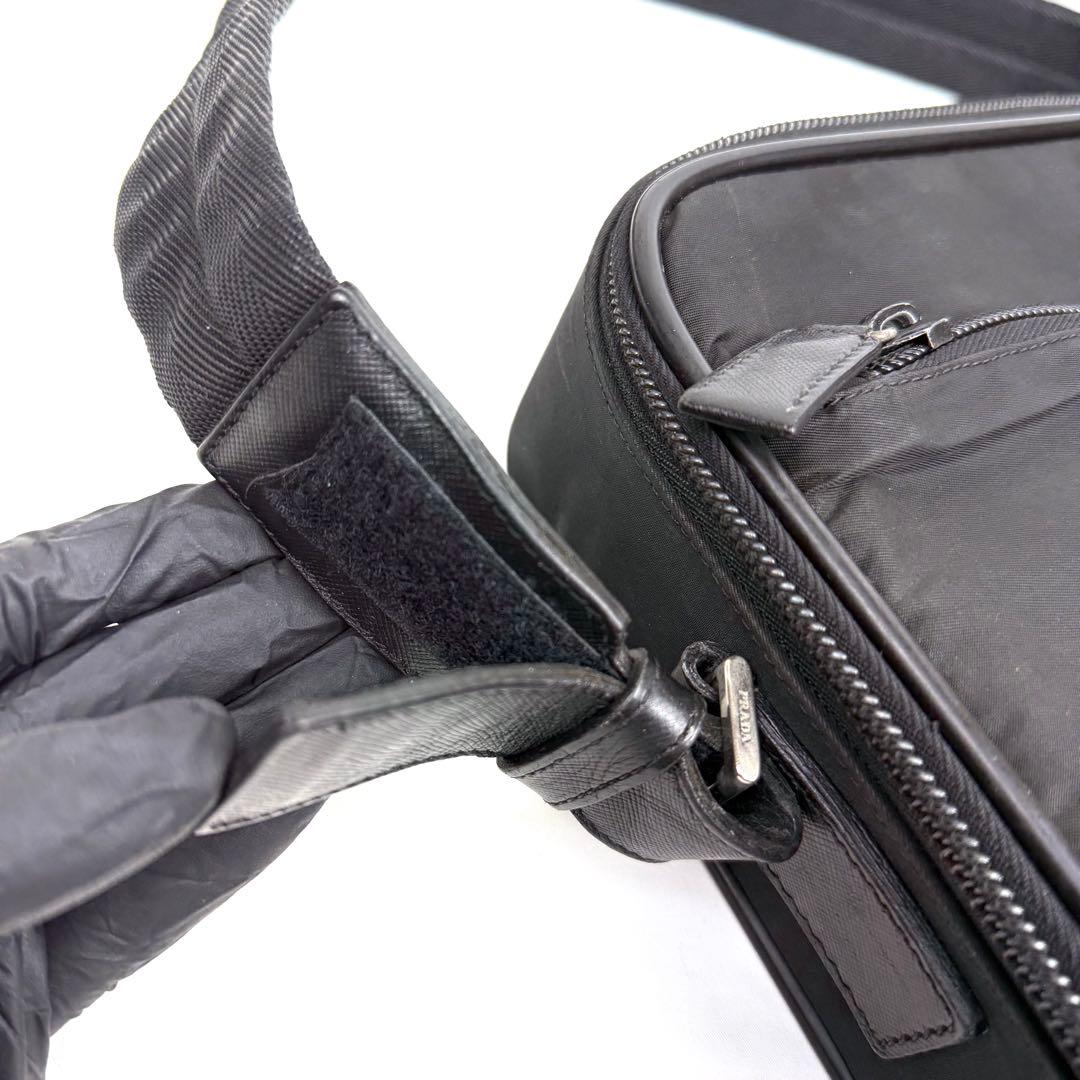 PRADA ビジネスバッグ 2way テスートナイロン レザー 三角ロゴ 黒