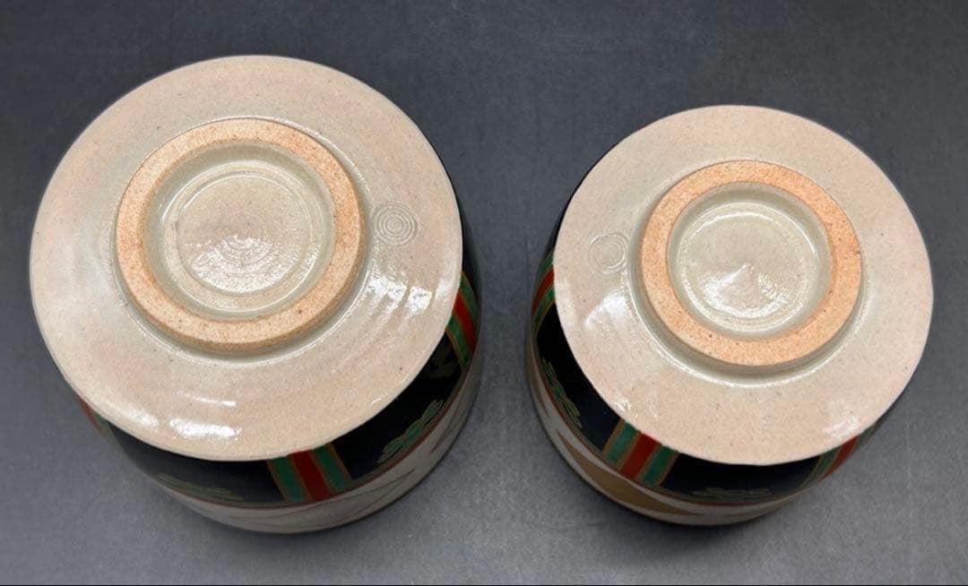 【希少】筒茶碗　一双　金菱　銀菱　山岡善高　作　茶道具　茶碗