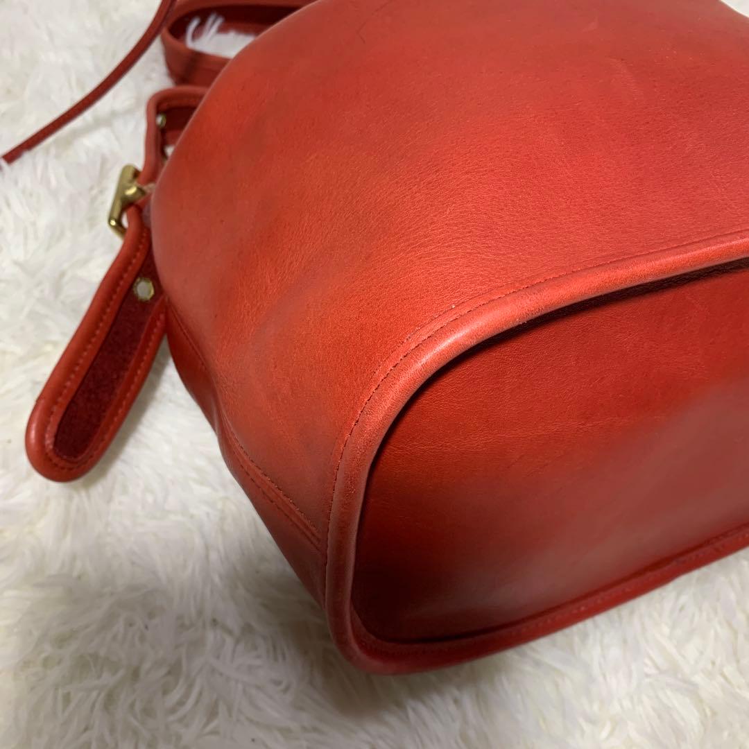 オールドコーチ ショルダーバッグ 9952 巾着型 レッド レザー 本革