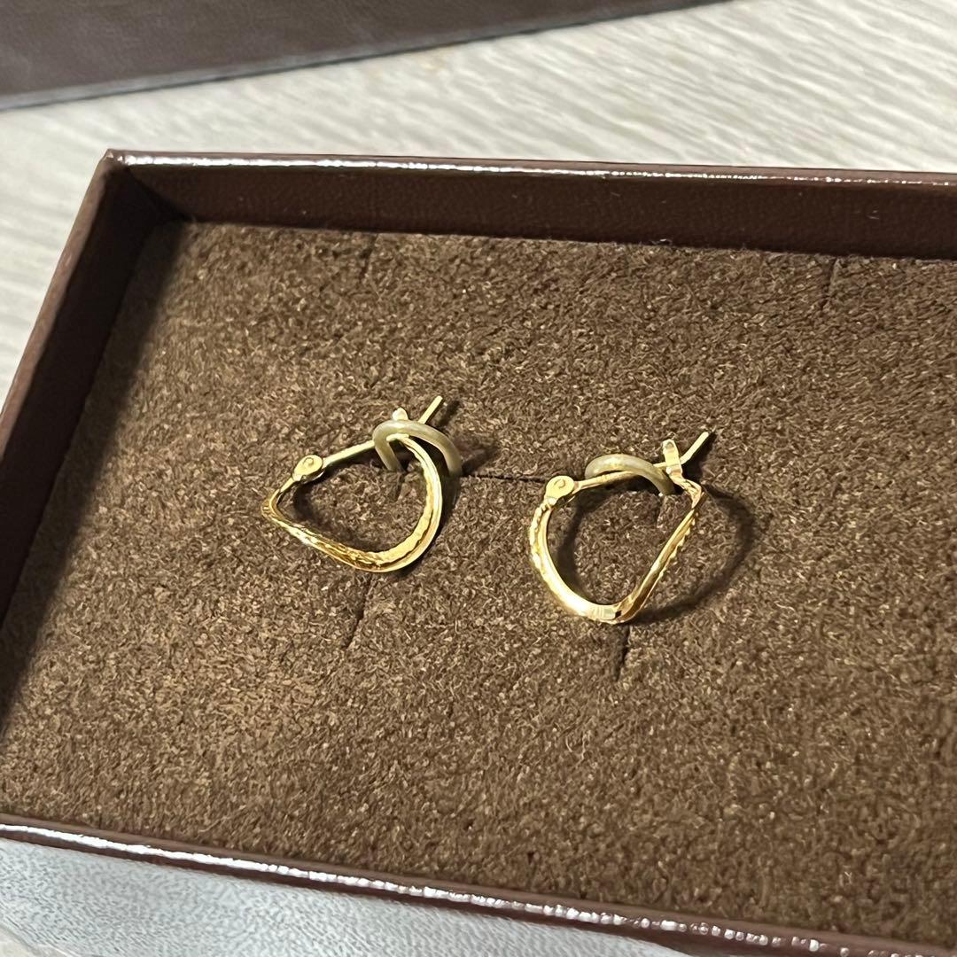 ★美品★アガット K18 フープピアス　証明書付き