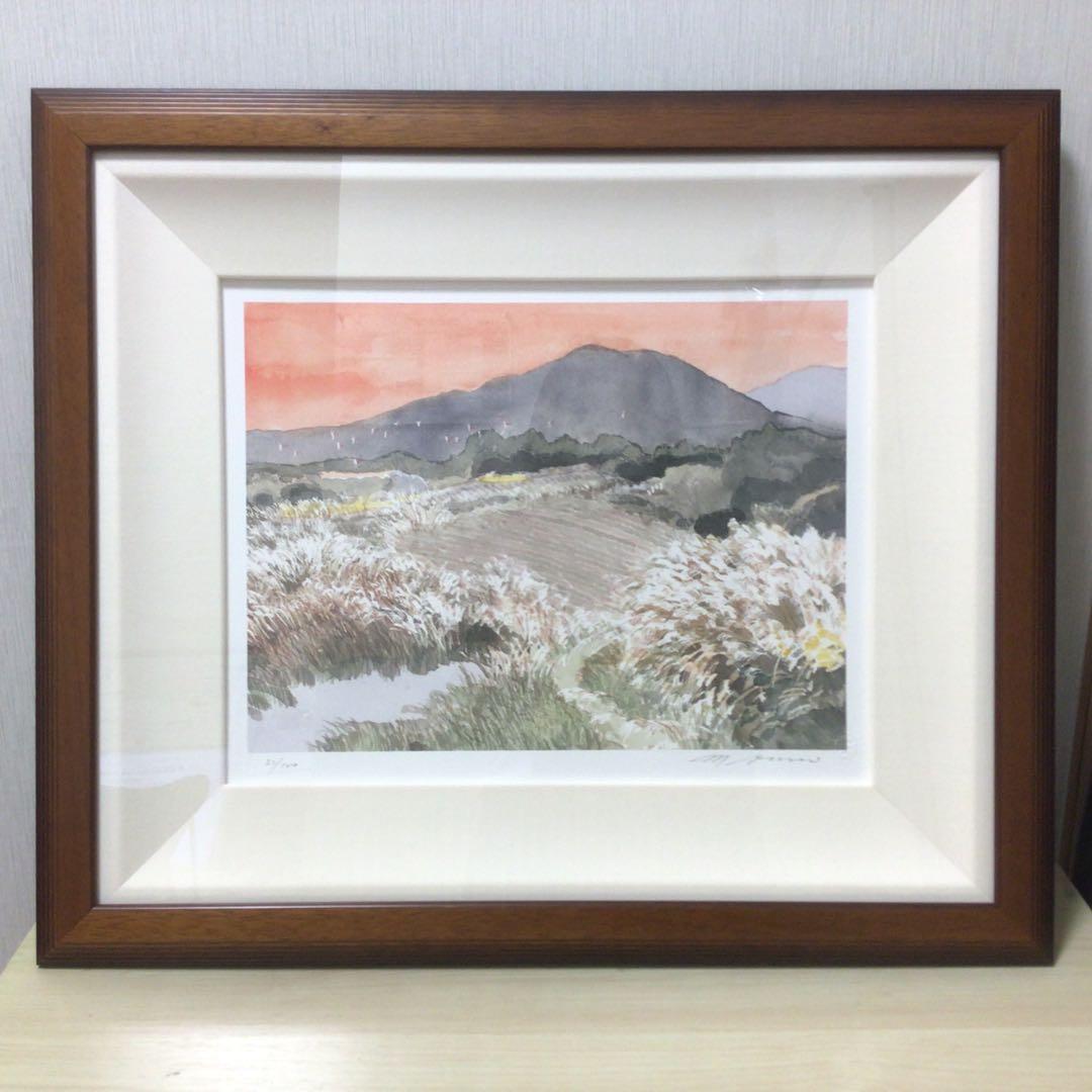 風景 水彩画 サイン入り　安野光雅　リトグラフ