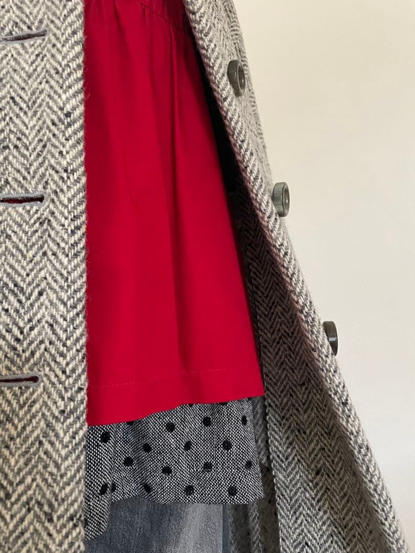 【ジャンフランコフェレ】カラーネップヘリンボーン織ウールコート　イタリア製