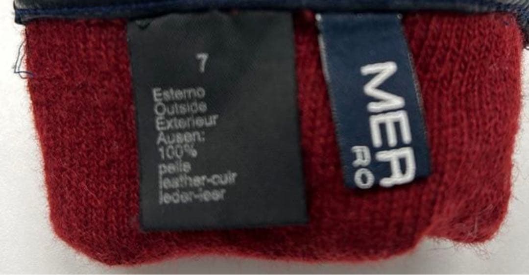 メローラ　レザーグローブ　７　ライニングカシミヤ