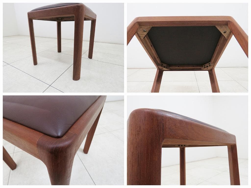 がっちゃん様 青林製作所 ヴィンテージ チーク無垢材×本革 ブラウン スツール①