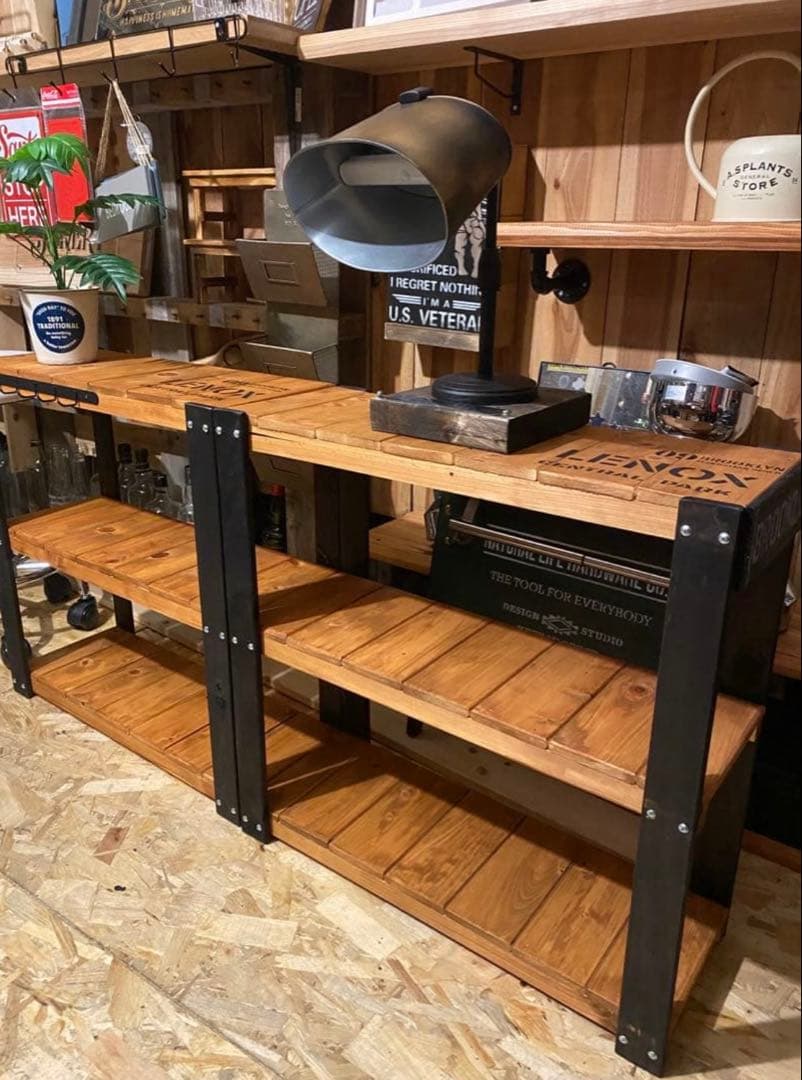 3段ラック　アイアン風　アメリカン　ブルックリン