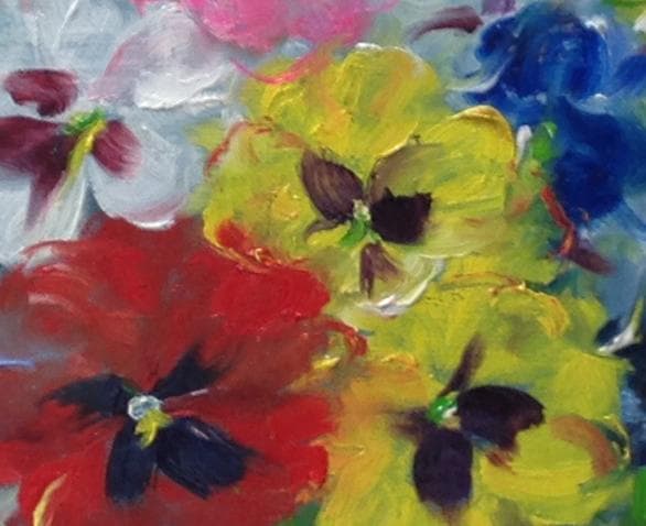 絵画 油絵 梅沢民雄 肉筆油絵 パンジー サム