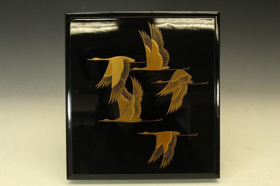 suetosh.k 平安象彦作 飛鶴蒔絵 硯箱 未使用 共箱(LC820)