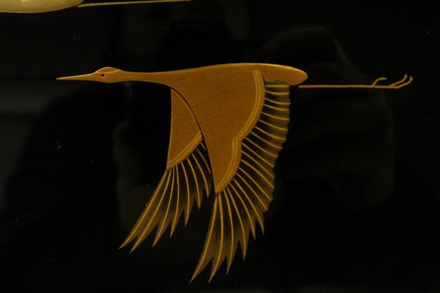 suetosh.k 平安象彦作 飛鶴蒔絵 硯箱 未使用 共箱(LC820)