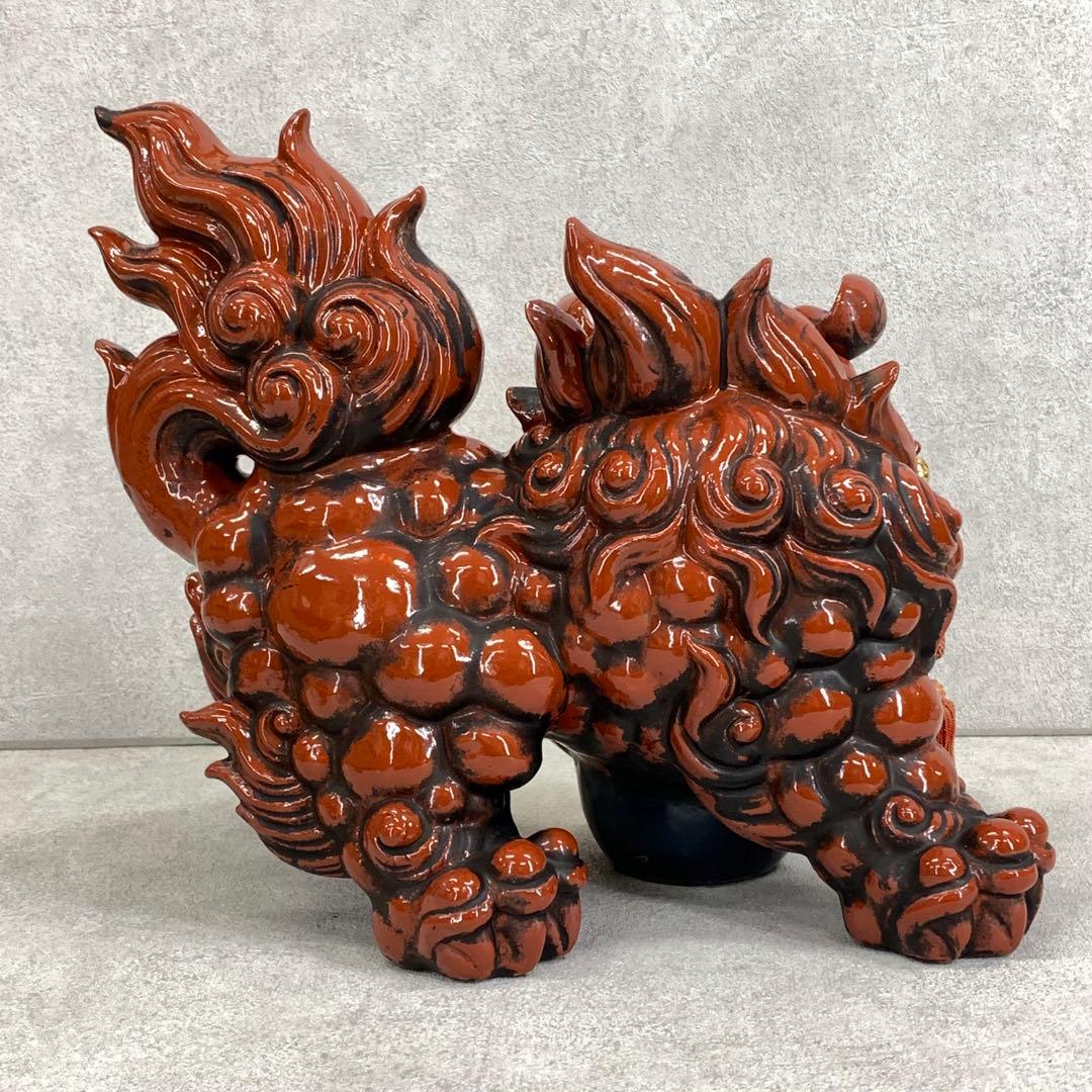 玉乗り 獅子 八幡窯 須栄義 金 赤 松竹梅 九谷焼 縁起物 招福 魔除け