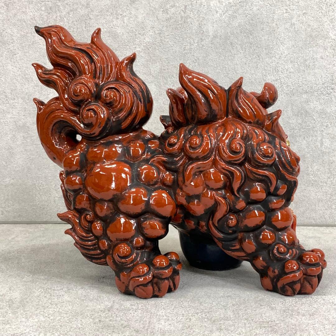 玉乗り 獅子 八幡窯 須栄義 金 赤 松竹梅 九谷焼 縁起物 招福 魔除け