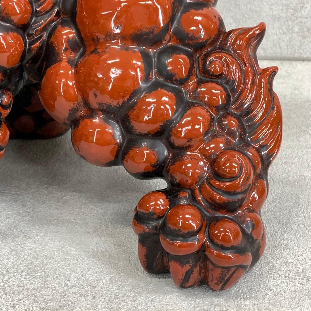 玉乗り 獅子 八幡窯 須栄義 金 赤 松竹梅 九谷焼 縁起物 招福 魔除け