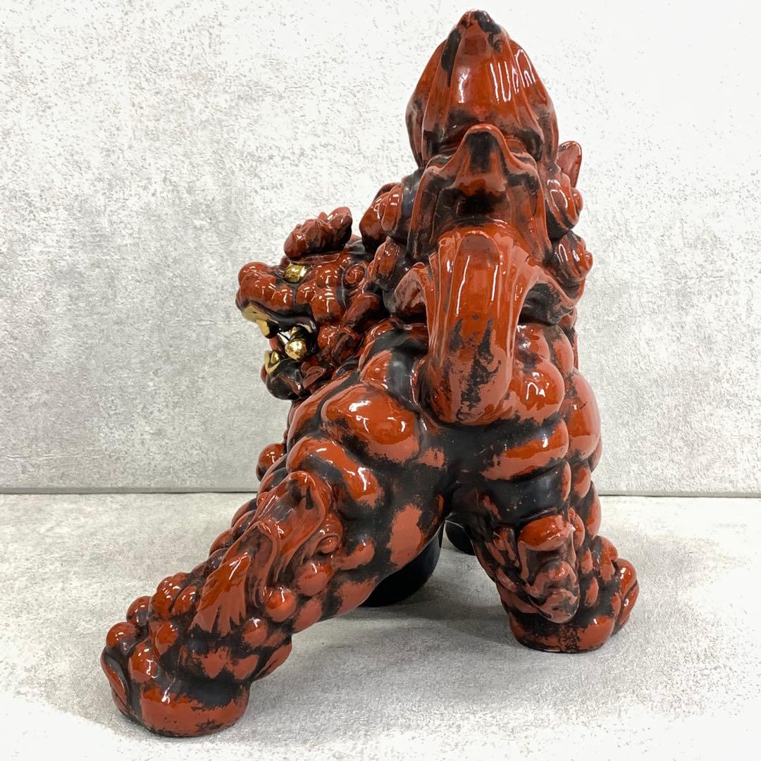 玉乗り 獅子 八幡窯 須栄義 金 赤 松竹梅 九谷焼 縁起物 招福 魔除け