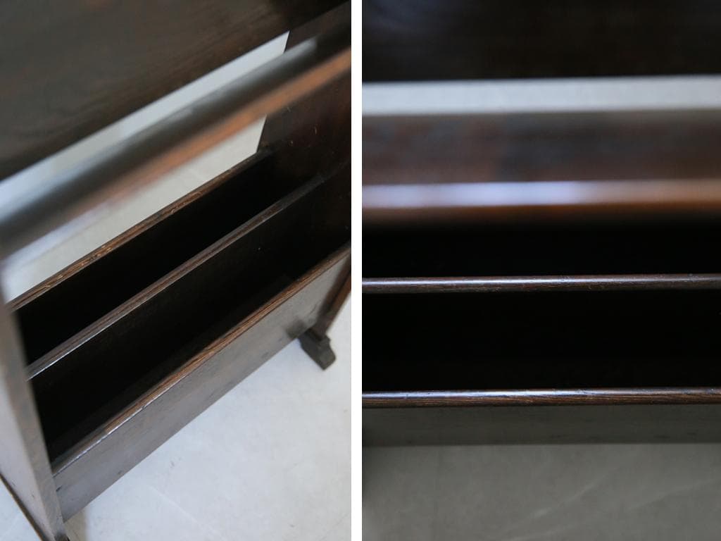 英国アンティーク木製マガジンラック/本立て/雑誌収納/本棚/新聞(83-23)