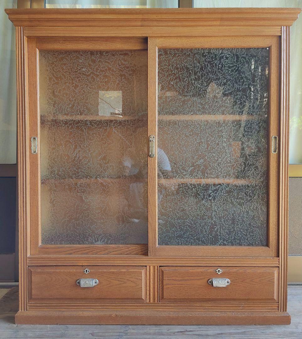 【状態良】書棚 本棚 食器棚 レトロ アンティーク 陳列棚 店舗 什器 骨董