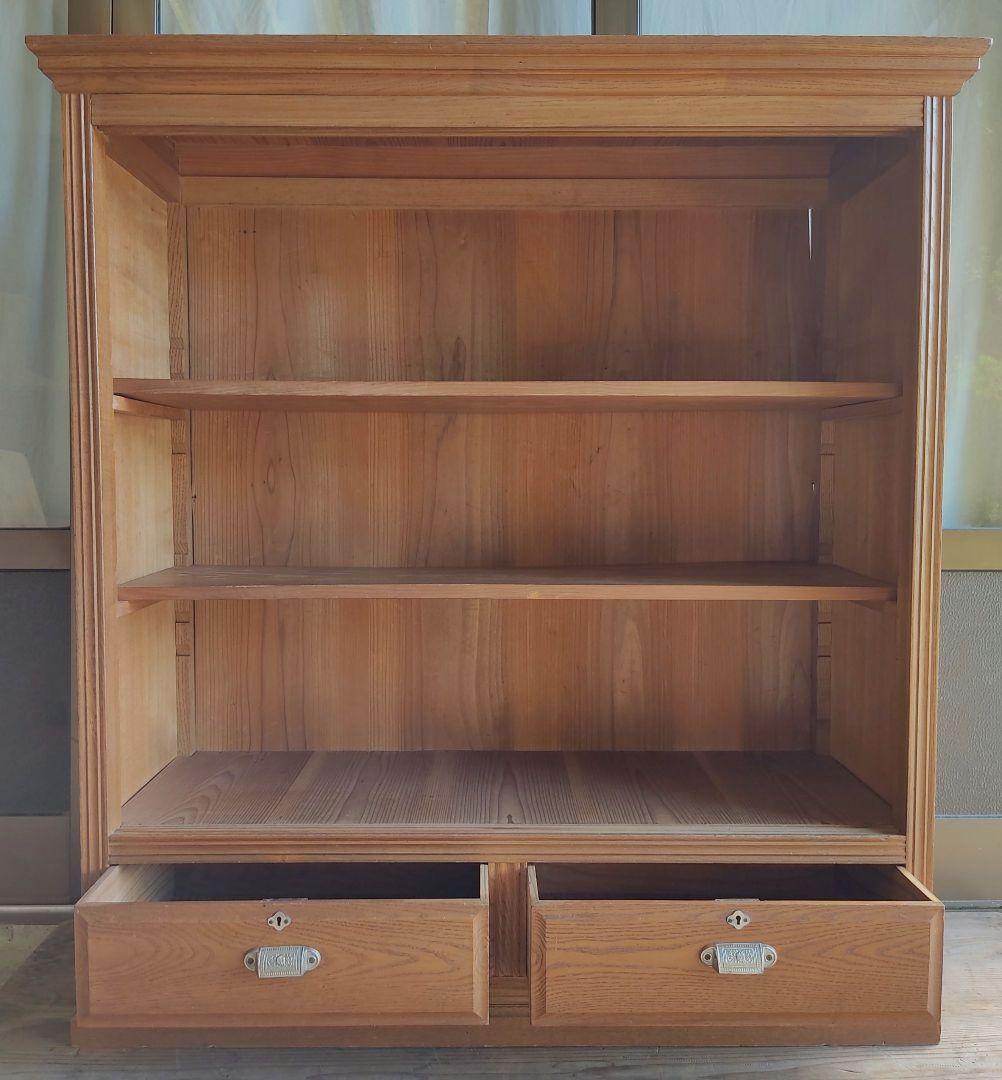 【状態良】書棚 本棚 食器棚 レトロ アンティーク 陳列棚 店舗 什器 骨董